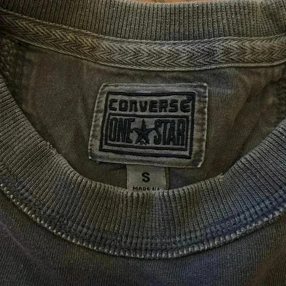 Converse All Star crew distressed washed out sweater blue Small - Picture 3 of 8